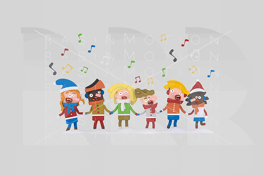 3d illustration. Kids Singing. in Illustrations - product preview 8