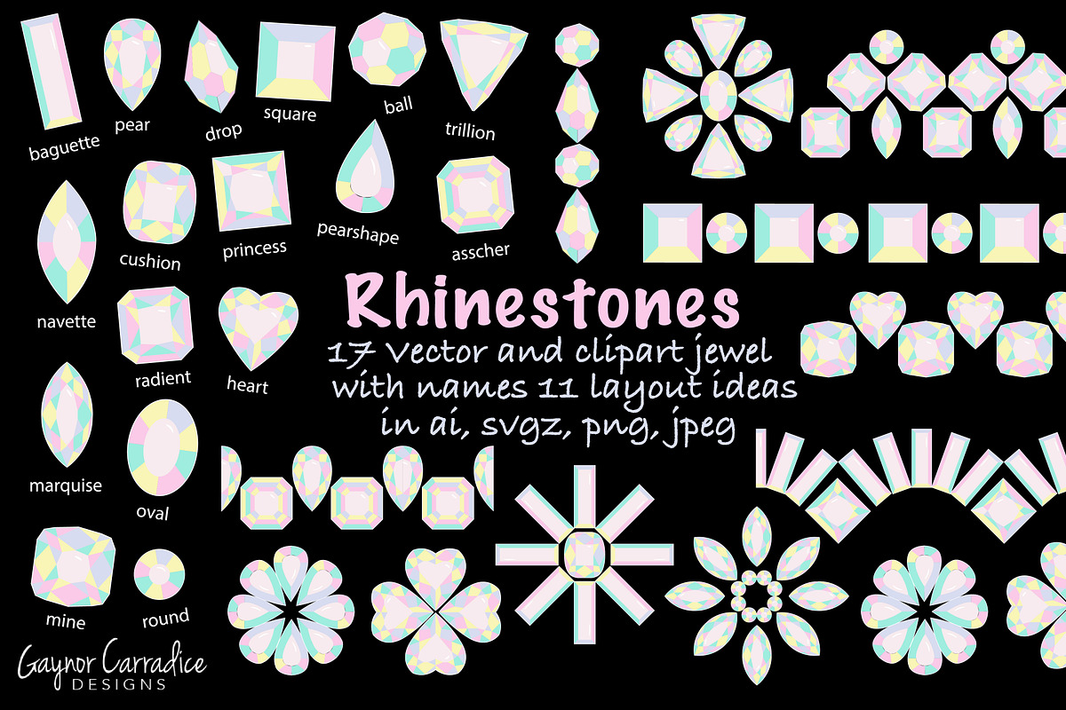 Jewels vector & clipart set in Objects - product preview 8