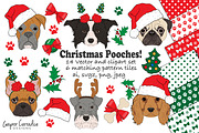 Christmas dogs vector & clipart set