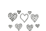 hearts in sketch style