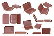 Wallet leather purse set