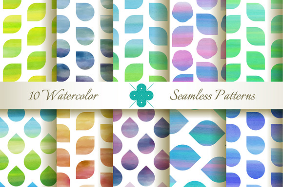 Seamless Watercolor Patterns #2 in Patterns - product preview 1