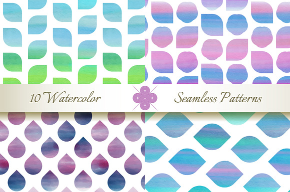 Seamless Watercolor Patterns #2 in Patterns - product preview 2