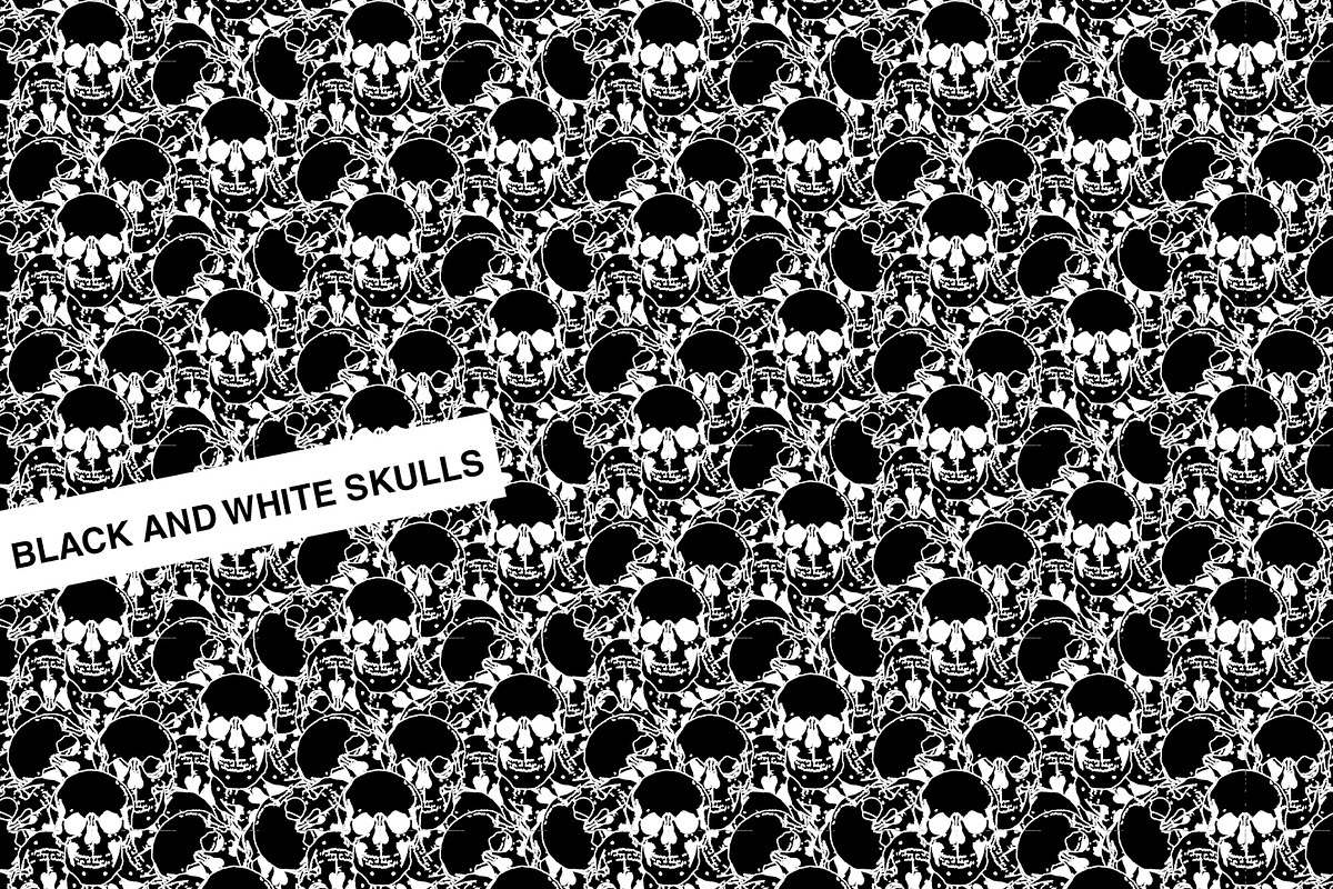 Black and White Skulls in Patterns - product preview 8