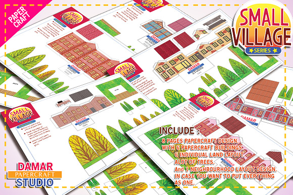 PAPERCRAFT SET - BUILD YOUR VILLAGE in Graphics - product preview 2