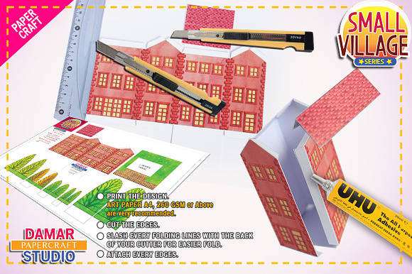 PAPERCRAFT SET - BUILD YOUR VILLAGE in Graphics - product preview 3