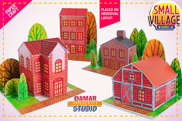 PAPERCRAFT SET - BUILD YOUR VILLAGE in Graphics - product preview 4