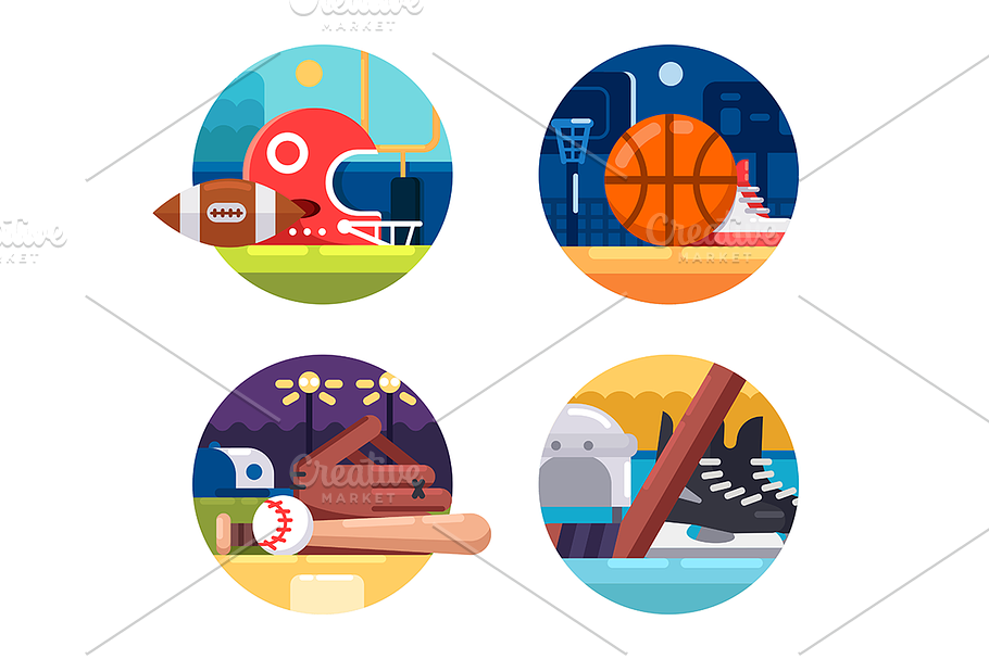 Colored icons popular sports in Graphics - product preview 8