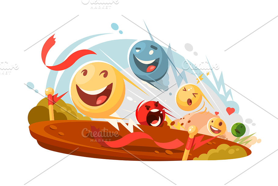 Funny emotional smileys in race in Illustrations - product preview 8