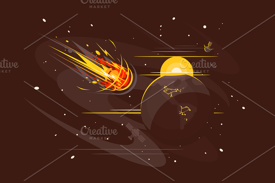 Burning comet in space in Illustrations - product preview 8