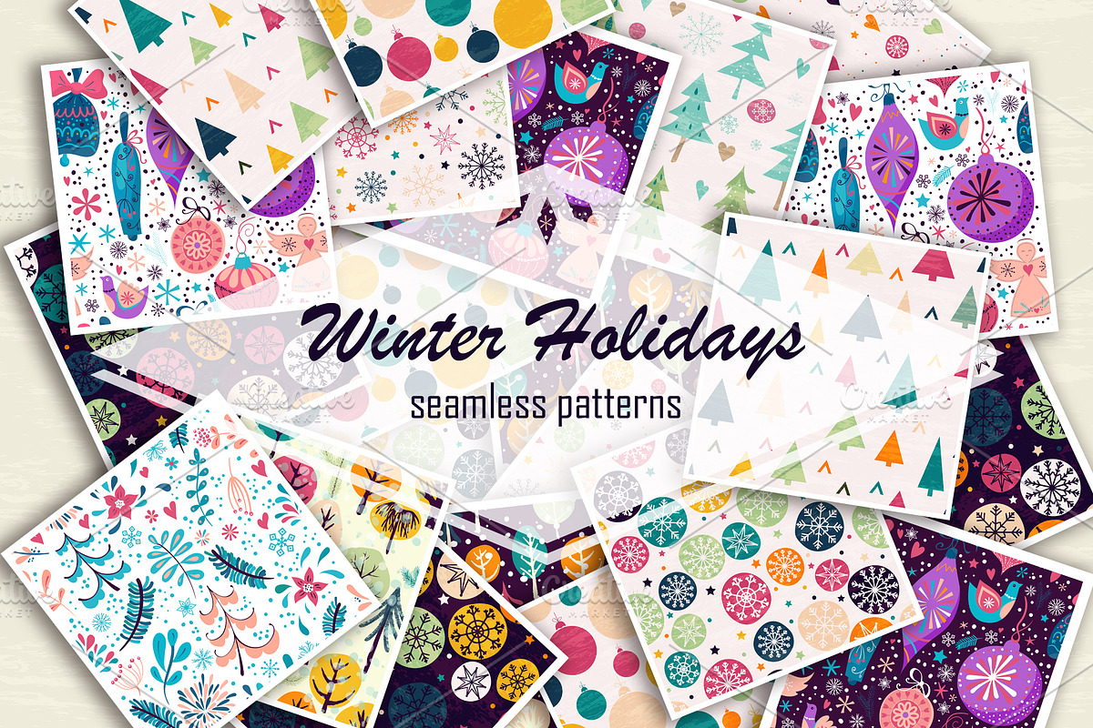 Winter holidays seamless patterns in Patterns - product preview 8