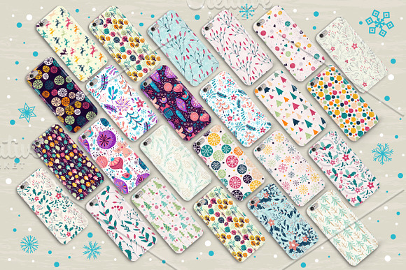 Winter holidays seamless patterns in Patterns - product preview 1