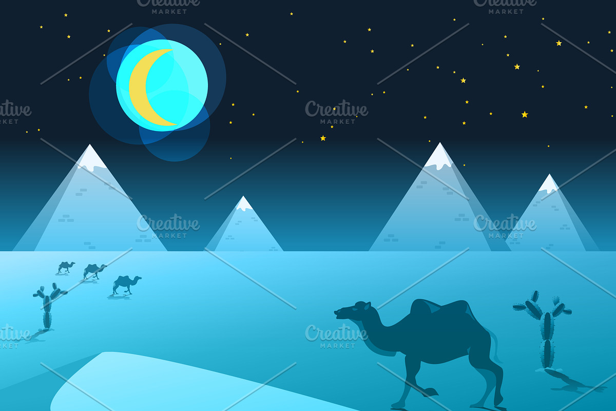 Egyptian great pyramids with camel in Illustrations - product preview 8
