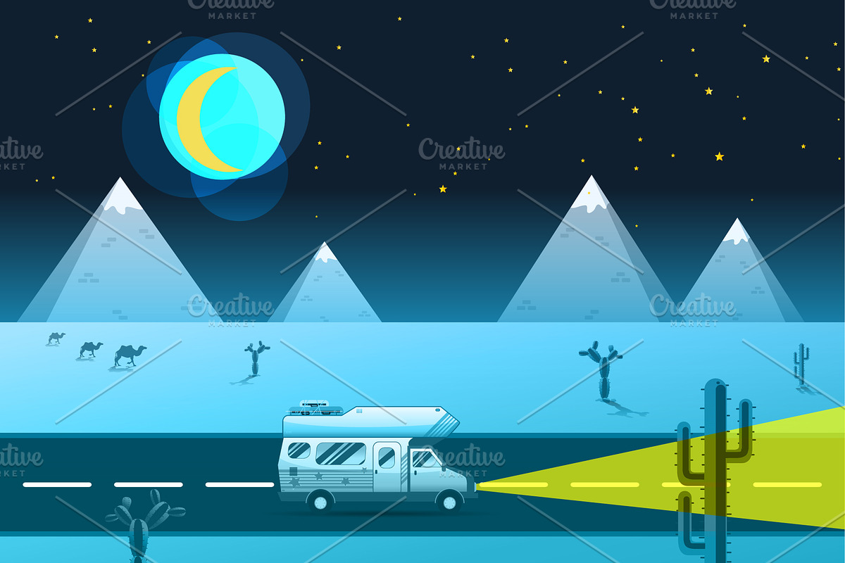 traveler truck driving on the road in Illustrations - product preview 8