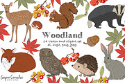 Woodland nature vector clipart set
