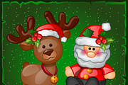 Deer, Santa Claus and snowman 