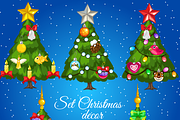 Five decorated Christmas trees 