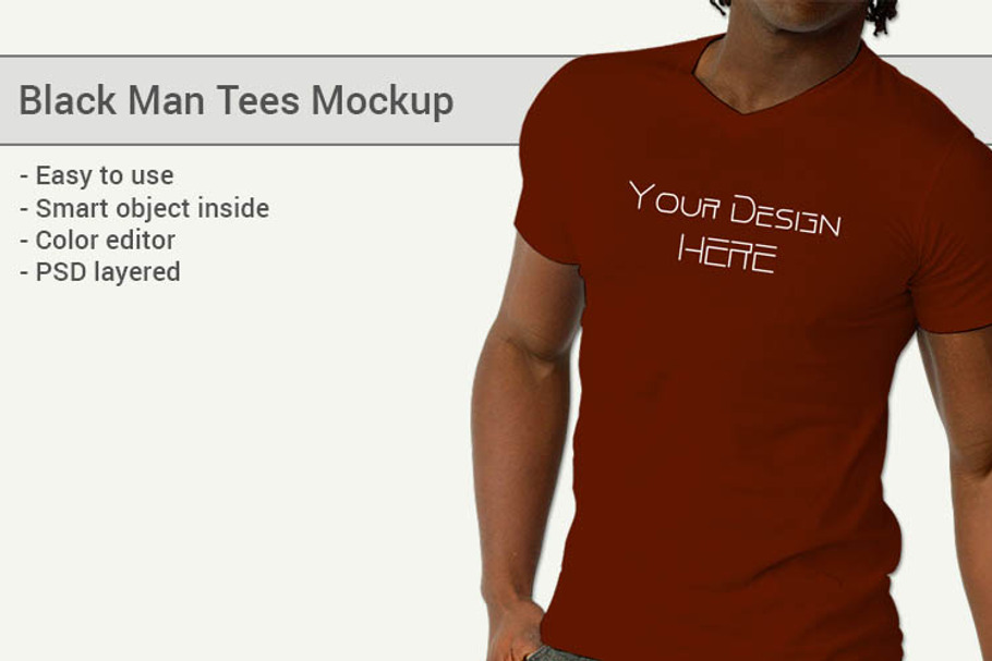 Black Man Tees Mockup in Product Mockups - product preview 8