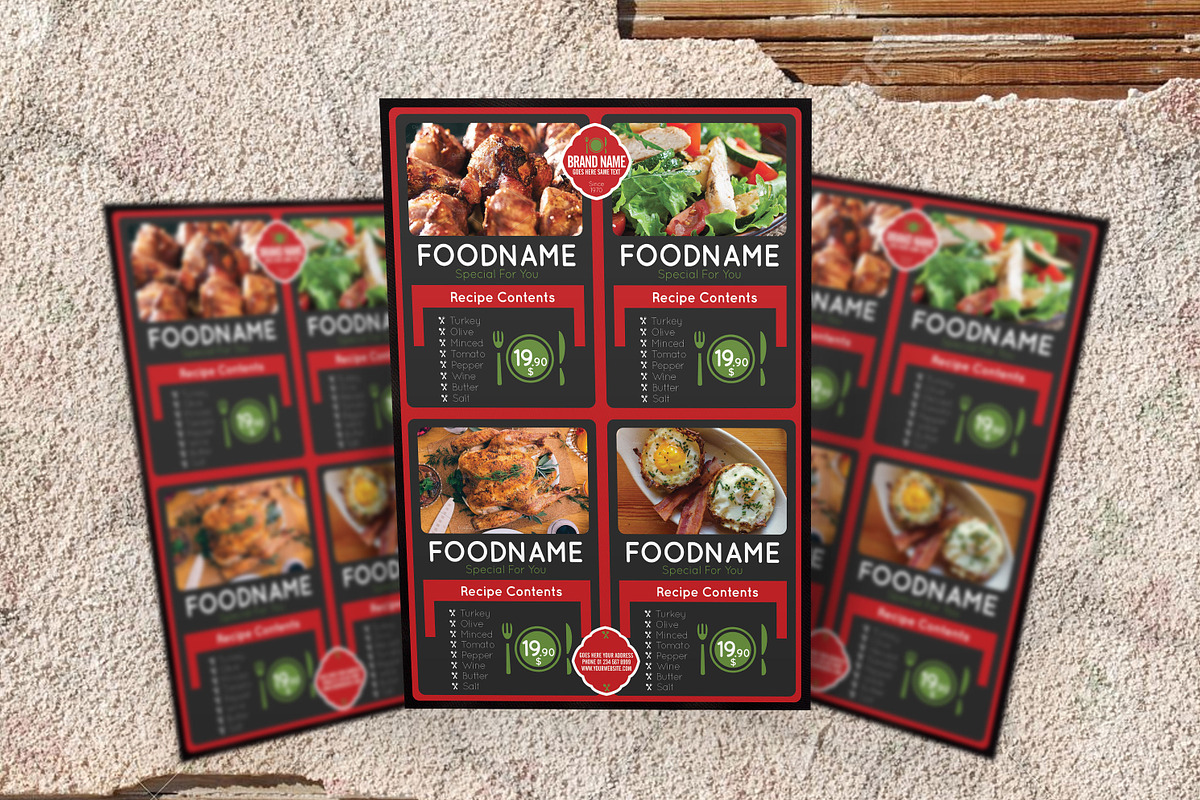 Restaurant Food Flyer 4 colors in Flyer Templates - product preview 8