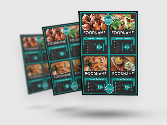 Restaurant Food Flyer 4 colors in Flyer Templates - product preview 1