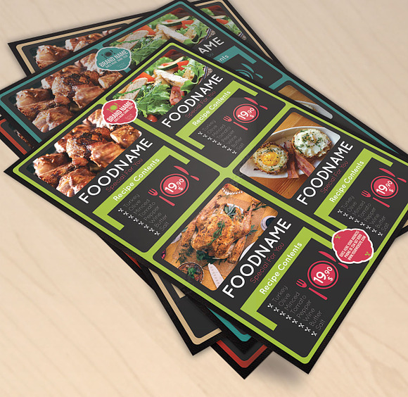 Restaurant Food Flyer 4 colors in Flyer Templates - product preview 6