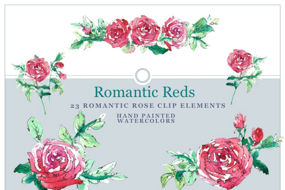 Romantic Red Roses Design Elements