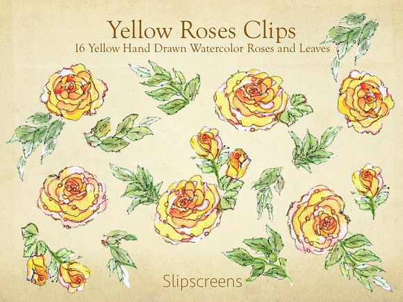 Yellow Roses Design Elements in Illustrations - product preview 2