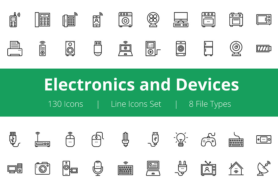 130 Electronics and Devices Icons 