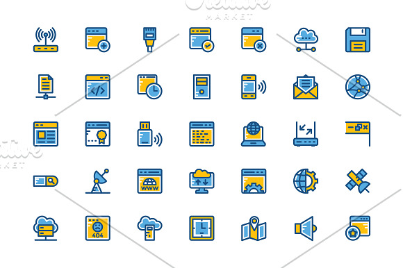 125+ Cute Internet Vector Icons Set in Icons - product preview 1