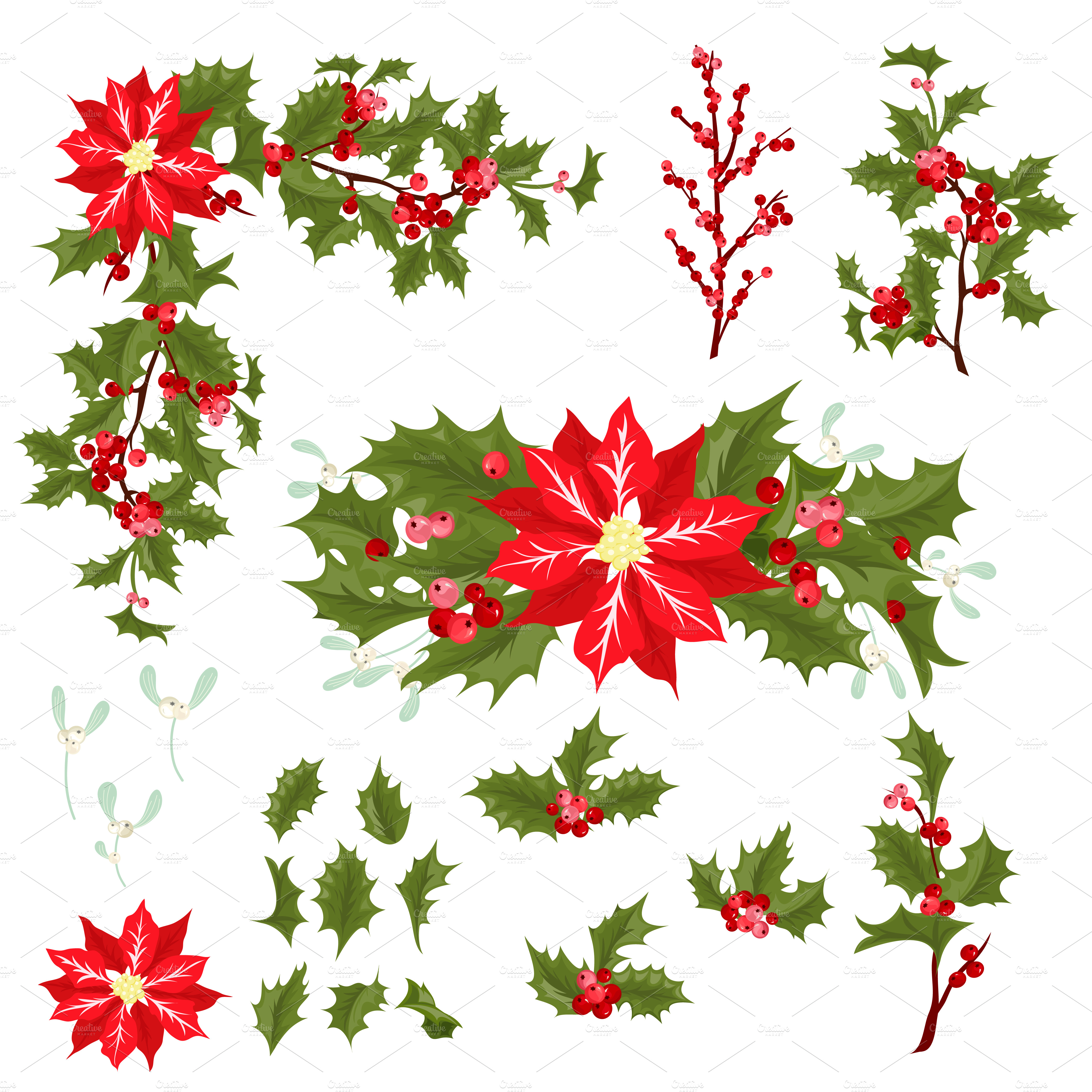 Download Christmas Holly Berries Vector Set Creative Daddy SVG Cut Files
