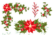 Christmas holly berries vector set