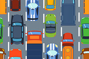 Seamless pattern with colorful cars