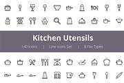 125+ Kitchen Utensils Line Icons 