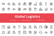 100+ Global Logistics Line Icons 