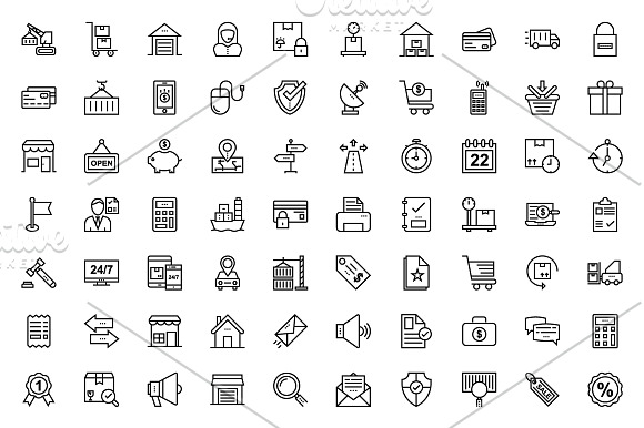 100+ Global Logistics Line Icons  in Graphics - product preview 1