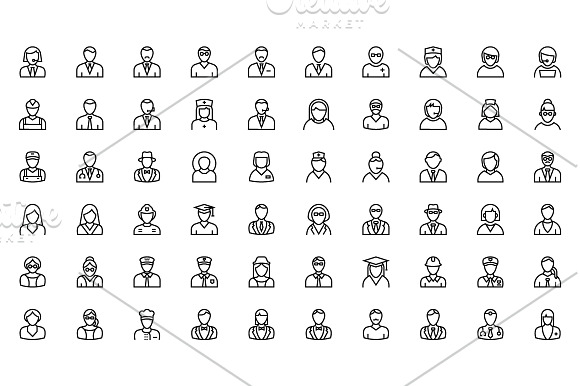 100+ Professions Line Icons  in Graphics - product preview 1