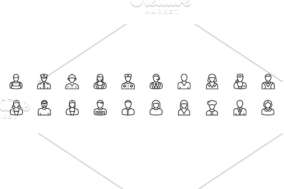 100+ Professions Line Icons  in Graphics - product preview 2