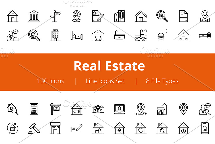 125+ Real Estate Line Icons  in Graphics - product preview 8