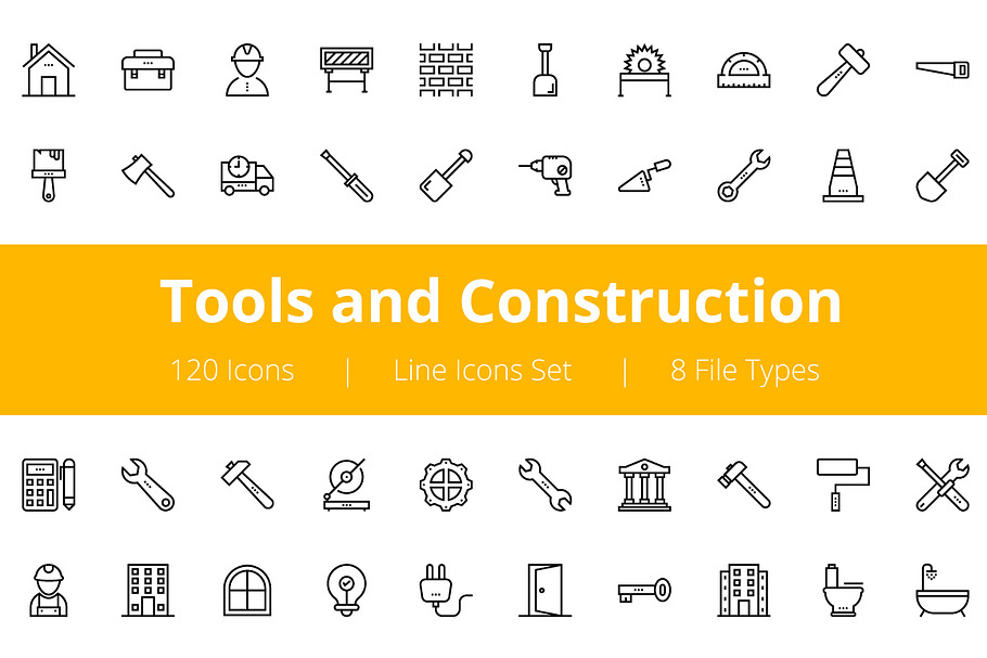 120 Tools and Construction Line Icon
