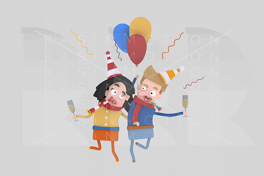 3d illustration. Couple toasting. in Illustrations - product preview 8