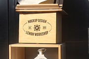 Wood Box Engraved Logo Mockup