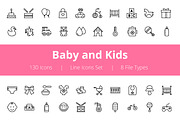 125+ Baby and Kids Line Icons 