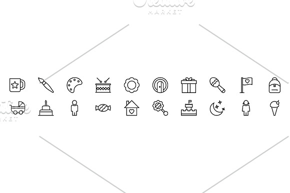 125+ Baby and Kids Line Icons  in Baby Icons - product preview 2