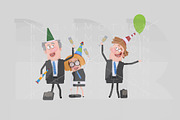 3d illustration. Workers toasting.