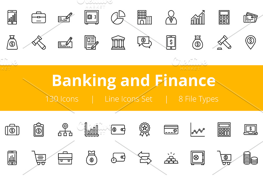 125+ Banking and Finance Line Icons 