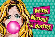 Pop Art Woman with Gum-Normal/Boring