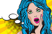 Pop Art excited Woman.