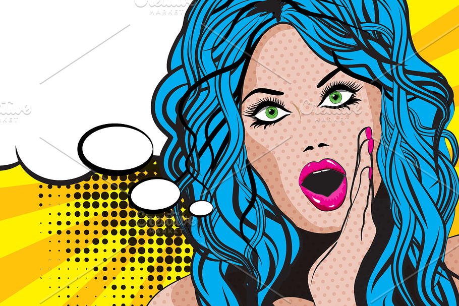 Pop Art excited Woman. in Illustrations - product preview 8