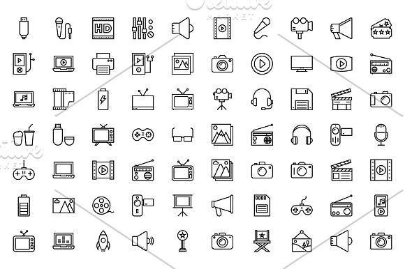 125+ Multimedia Line Icons  in Graphics - product preview 1