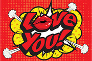 Pop Art comics icon "Love You!".